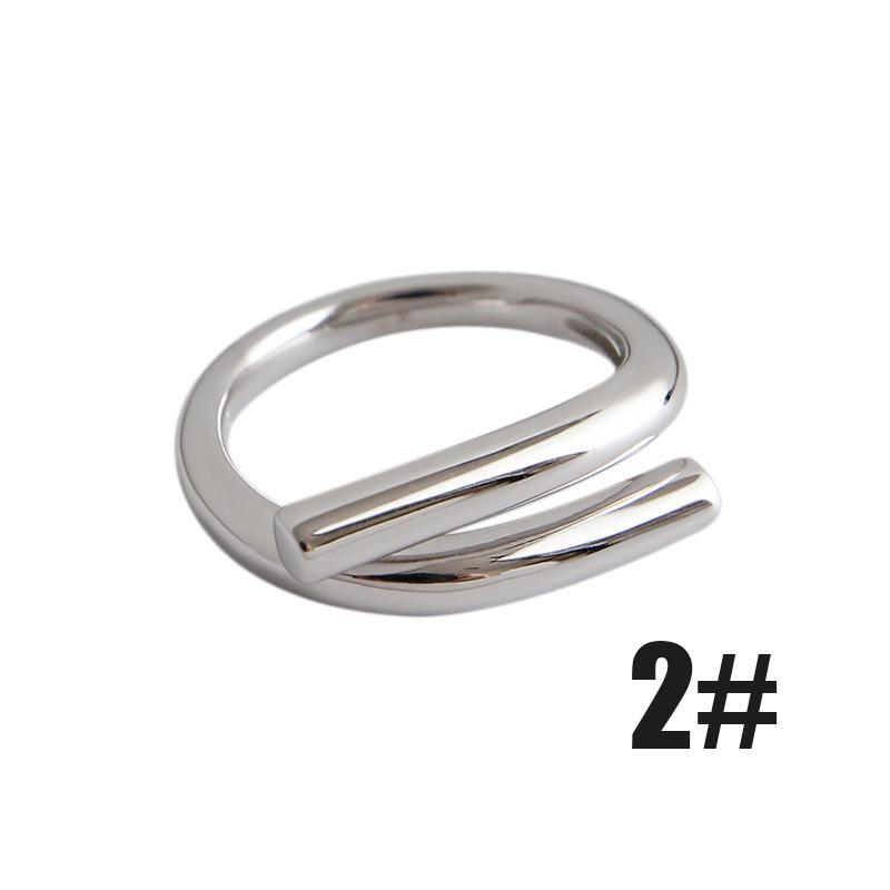 

Геометрическое серебряное винтажное нерегулярное гладкое женское кольцо на палец регулируемого размера, модные ювелирные изделия 2