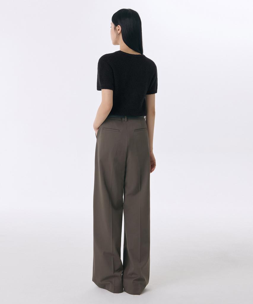 MUSINSA STANDARD WOMAN Women'S Heavyweight Brushed Deep Tuck Wide Slacks [Khaki Brown]