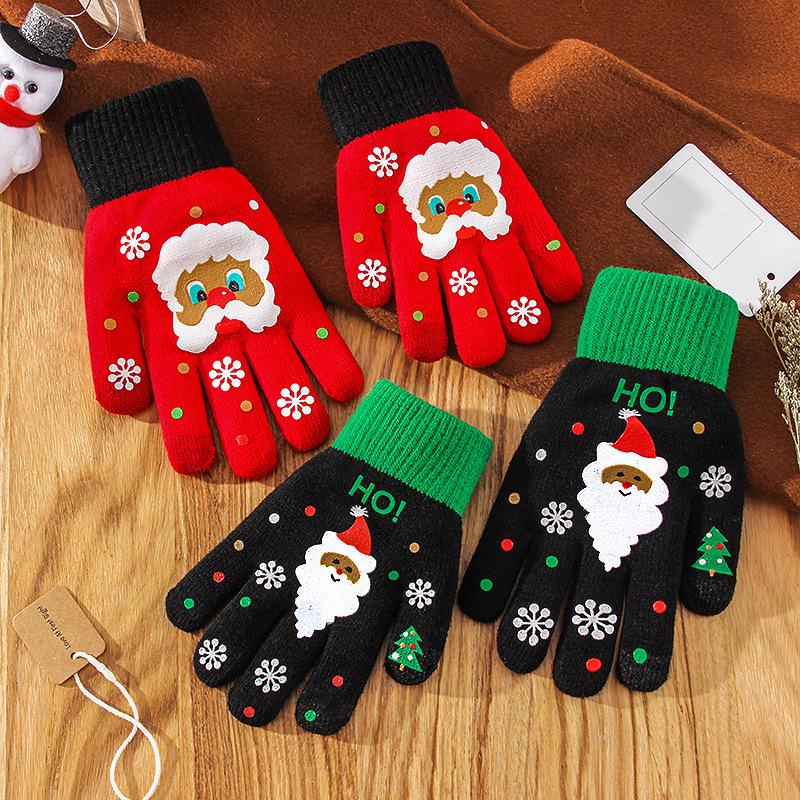 Christmas 2025 Knitted Five-finger Gloves Warm Thick Cute Riding Merry Christmas Gifts Kids Adults Xmas Ornaments 2026 Year New
