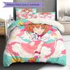 Cardcaptor Sakura Pattern Bedding Quilt Set Quilt Cover Pillowcase Home Decoration Gift (1 * Duvet Cover + 2 * Pillowcase, Without Core)