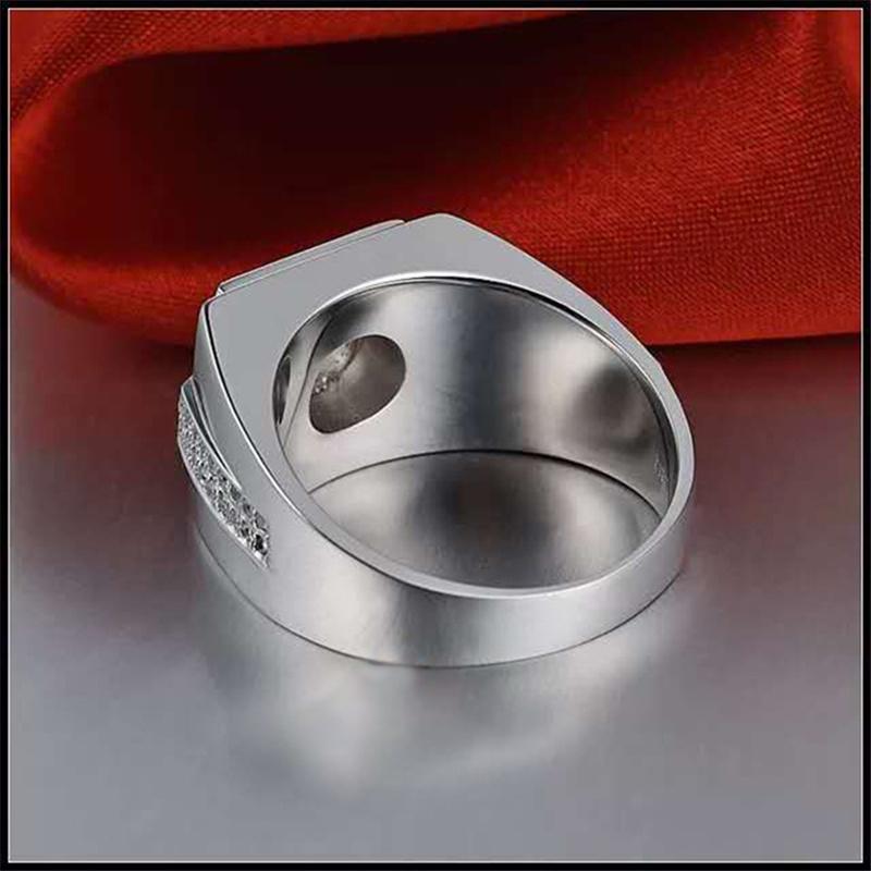 Fashion Geometry White Zircon Crystal Engagement Ring  for Men Business Style Wedding Rings  Hand Accessories Size 6-13