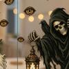 Indoor Outdoor Holiday Decorations 6Pcs Halloween Window Stickers, Ghost Pumpkin Grim Reaper Wall Decals, Large Decorative Scene Murals