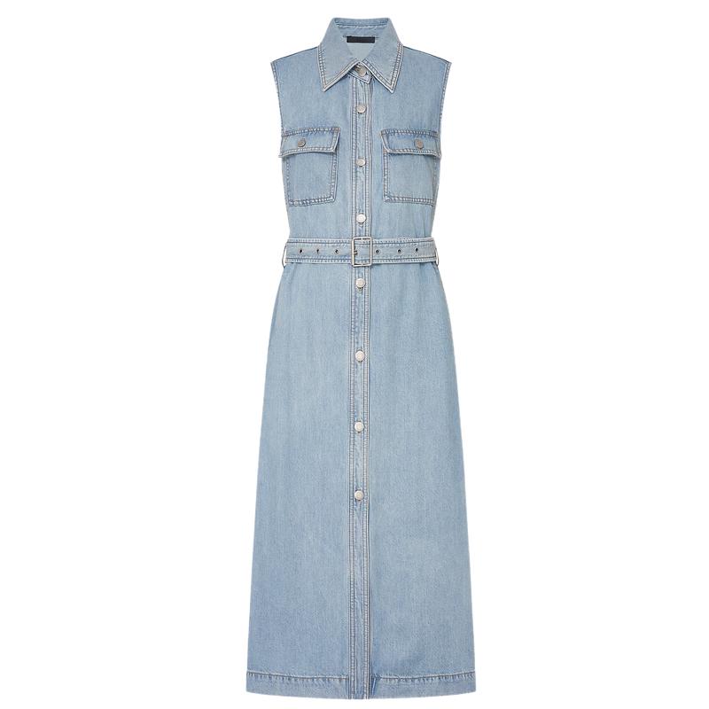 

MO&Co. Women s Tencel Blend Sleeveless Denim Midi Dress with Belt M (165cm)
