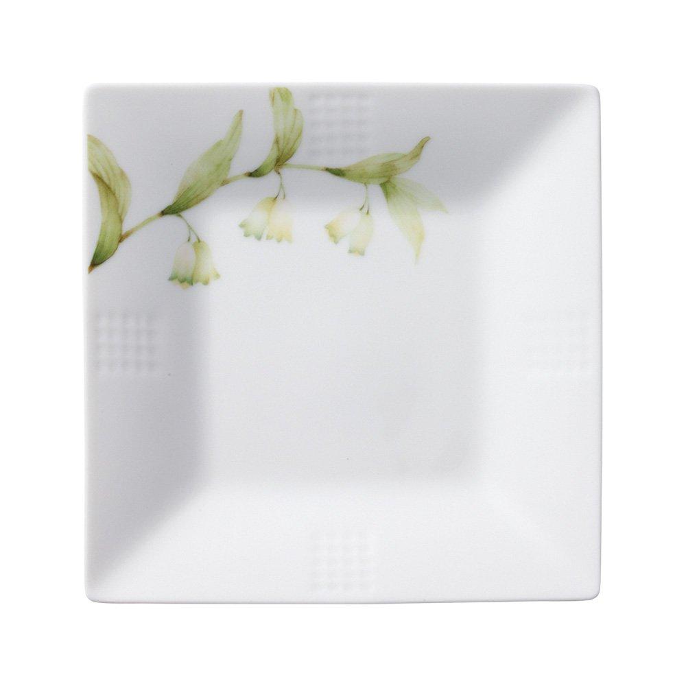 Noritake Square Plates (Set of 5) 15cm "Azuma no Michi" (Road to Azuma) Microwave and Dishwasher Safe, Fine Porcelain, F10194/1654-15