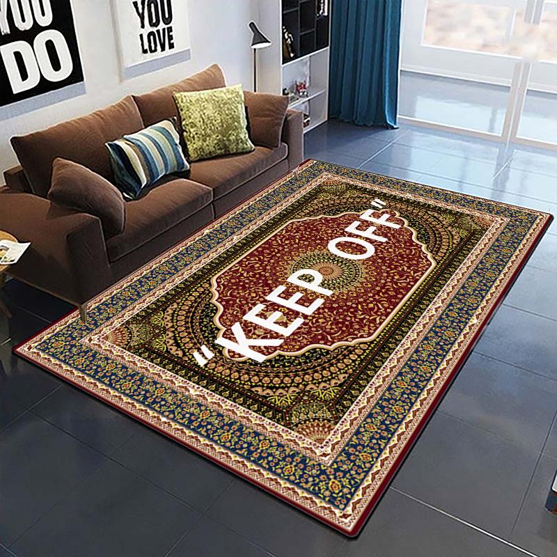 Vzor Drž se dál Dekorativní Čtvercový Koberec Moderní Dům Obývací Pokoj Podložka na Podlahu Ložnicový Koberec Umělecký Plakát Podložka Dárek pro Fanoušky Alfombra