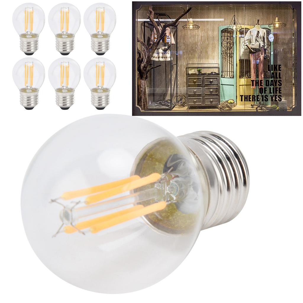 6Pcs Dimmable LED Lamp Bulbs G45 E27 4W Transparent Filament Bulbs for Home Lighting Warm Light 110V