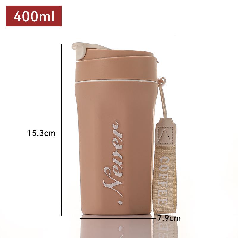 Elegant Ins Style Glass Coffee Thermos Cup for Women 400ml Dual-Use Cup [Customizable] хаки