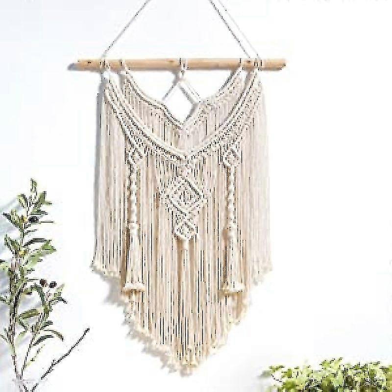 Macrame Wall Hanging Boho Decoration Chic Driftwood Tapestry 65 X 35cm