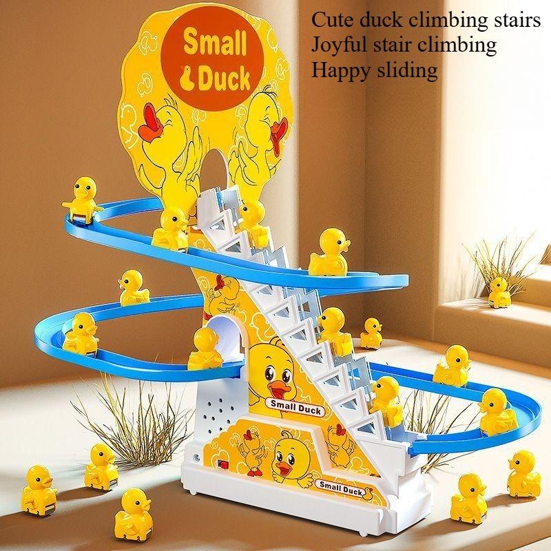 1SET Little Duck Climbing Stairs Little Yellow Duck Climbing Stairs Slide Track Toy Climbing Stairs Duck