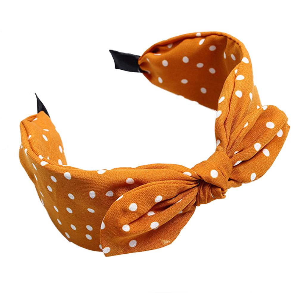 Sweet Polka Dot Print Bowknot Hair Hoop Women Wide Band Cloth Headband Headwrap Hair Decor