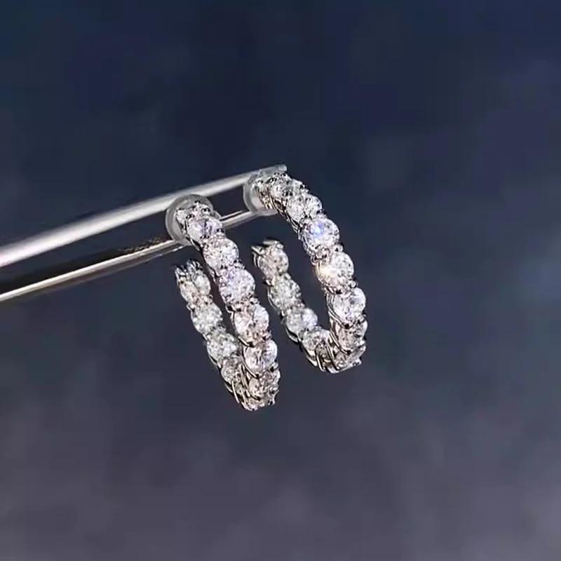 CAOSHI Trendy Silver Color Shiny Zirconia Hoop Earrings for Women Versatile Accessories for Engagement Ceremony Fashion Jewelry