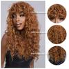 Rotbraune lange lockige Damenperücke mit Pony, hitzebeständige synthetische Perücken, flauschige natürliche Perücken, Fransen, weiches Haar, Party, täglicher Gebrauch