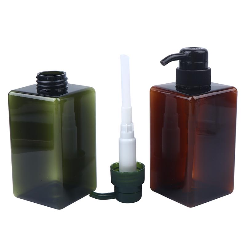 Butelka na balsam do ciała 450 ml, kwadratowa, wielokrotnego napełniania, plastikowa z pompką naciskaną, do żelu pod prysznic, szamponu, mydła w płynie, trwały pojemnik wielokrotnego napełniania