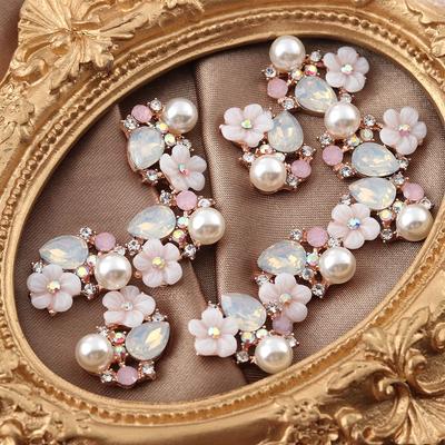 10 STÜCKE DIY Nähzubehör Kleiderdekoration Bekleidung Perlenhaarnadel Kleidungsverschluss Blumenknöpfe Strassknopf