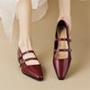 Size35-43Woman Elegant Summer French Square Toe Mary Janes Casual Flats Female Retro Shoe Low Heeled Soft Soled Women Flat Shoes