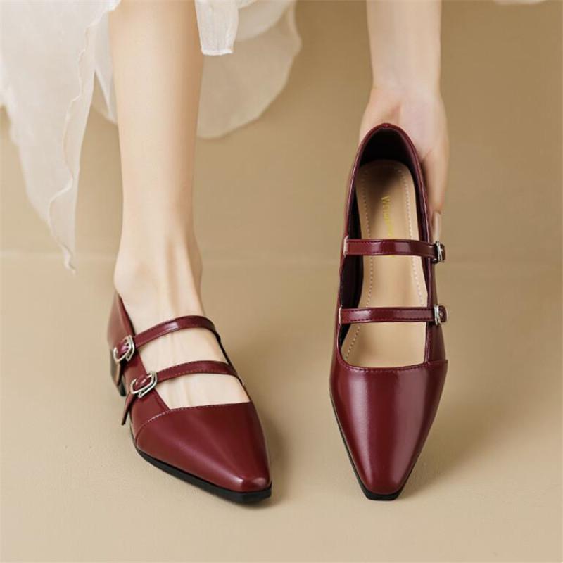 Size35-43Woman Elegant Summer French Square Toe Mary Janes Casual Flats Female Retro Shoe Low Heeled Soft Soled Women Flat Shoes