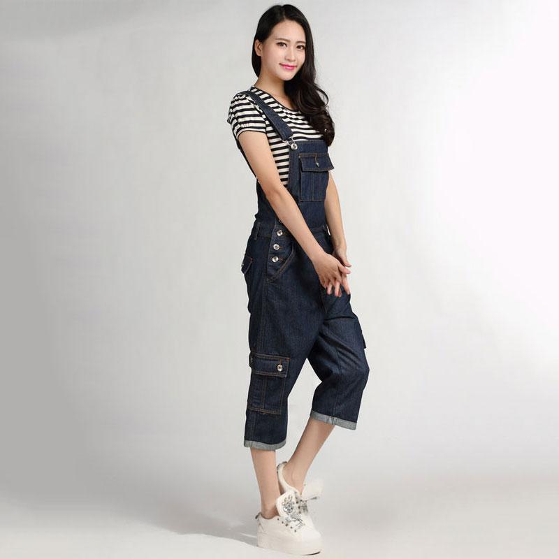 Women's Denim Overalls Large Size Straight Pants Blue Jeans Women's Denim Shorts More Sizes 48 50