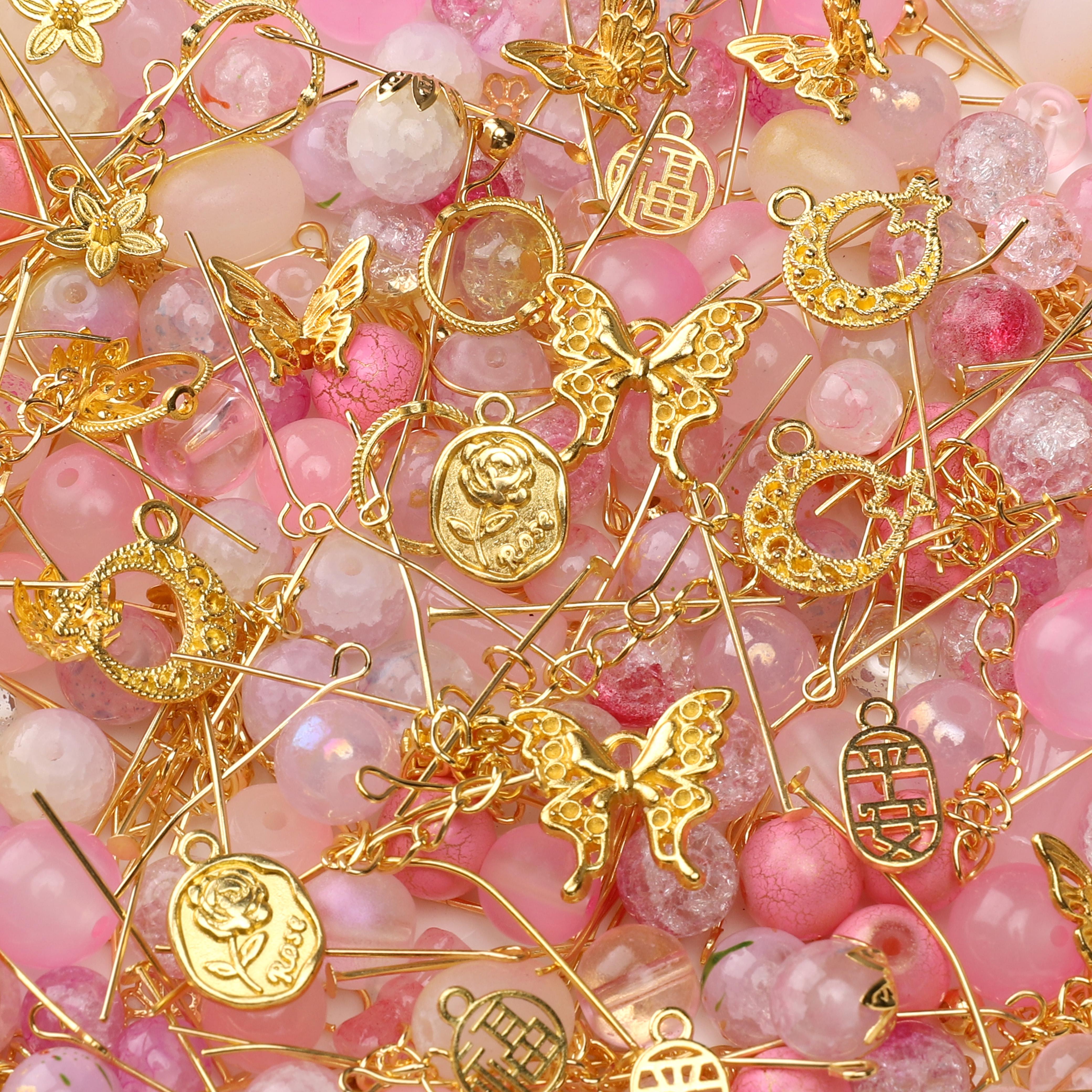 

Скляні намистини Метелик Листя вишні Сплавні шарми Аксесуари для виготовлення ювелірних виробів 04 рожевий