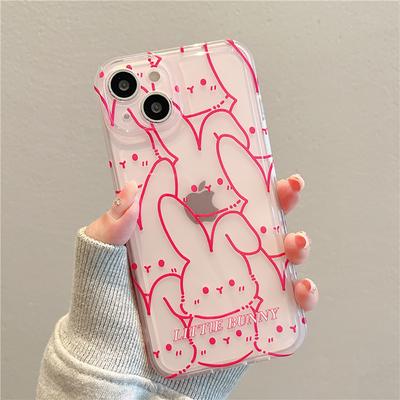 Śliczny królik piękny futerał na telefon ze zwierzęciem dla Iphone 14 13 12 11 Pro Max Plus moda kreskówka miękkiego silikonu przezroczysta tylna okładka