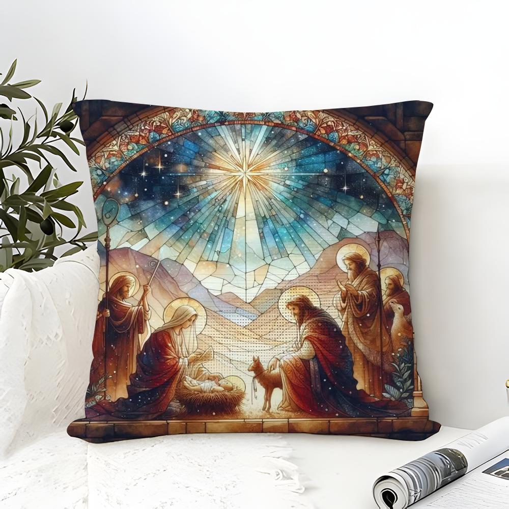 Classical Mural Patterns And Religious Prints Pillow Case Linen Pillow Case Sofa Home Decor Cushion Cover Cushion Cove