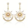 Ramadan  Earrings Trendy Moon & Star Design Paved Shining Rhinestone Match Daily Outfits Party Accessories