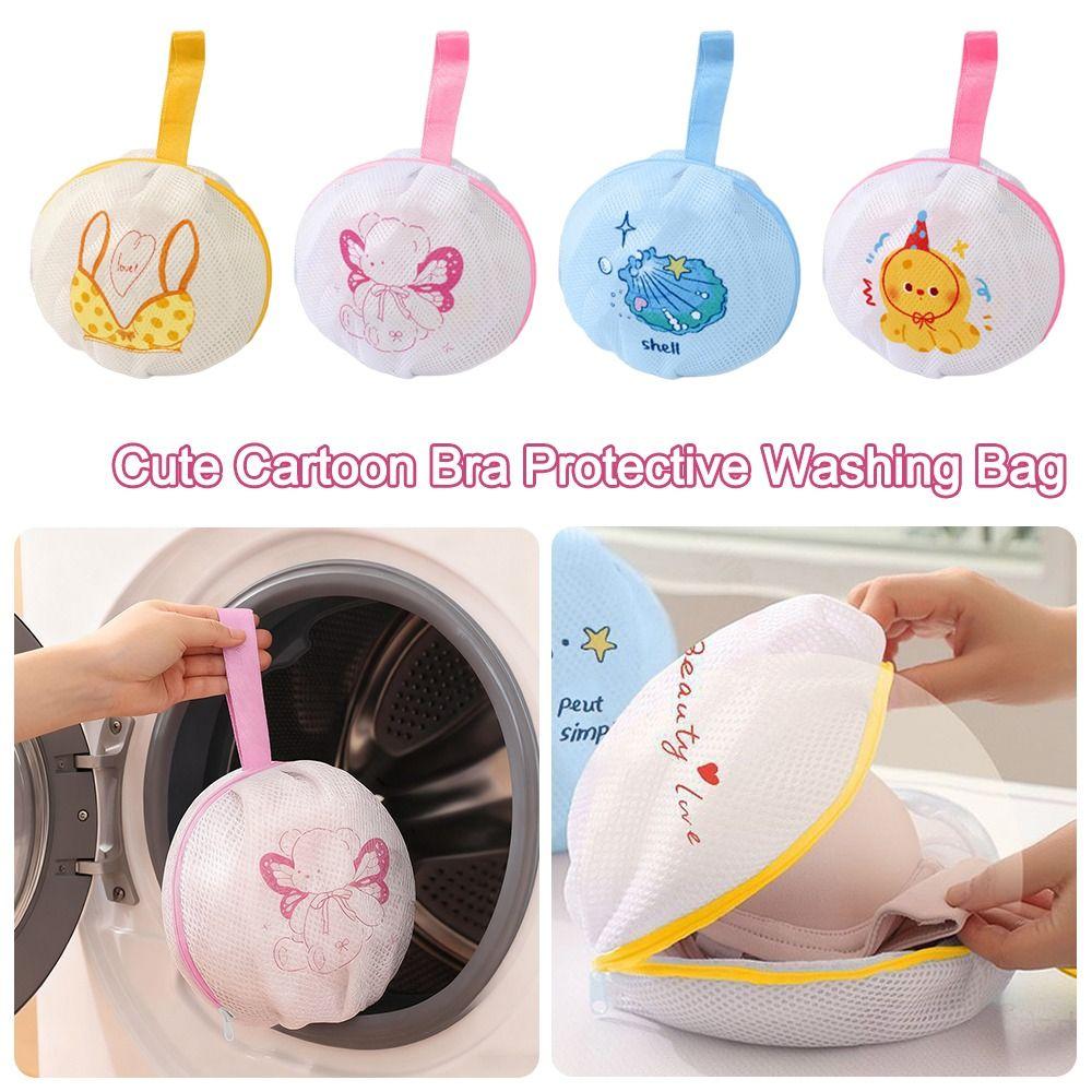 Cartoon Bra Laundry Bag Anti-Winding Breathable Bra Protective Washing Bag with Handle Anti-deformation Bra Mesh Bag