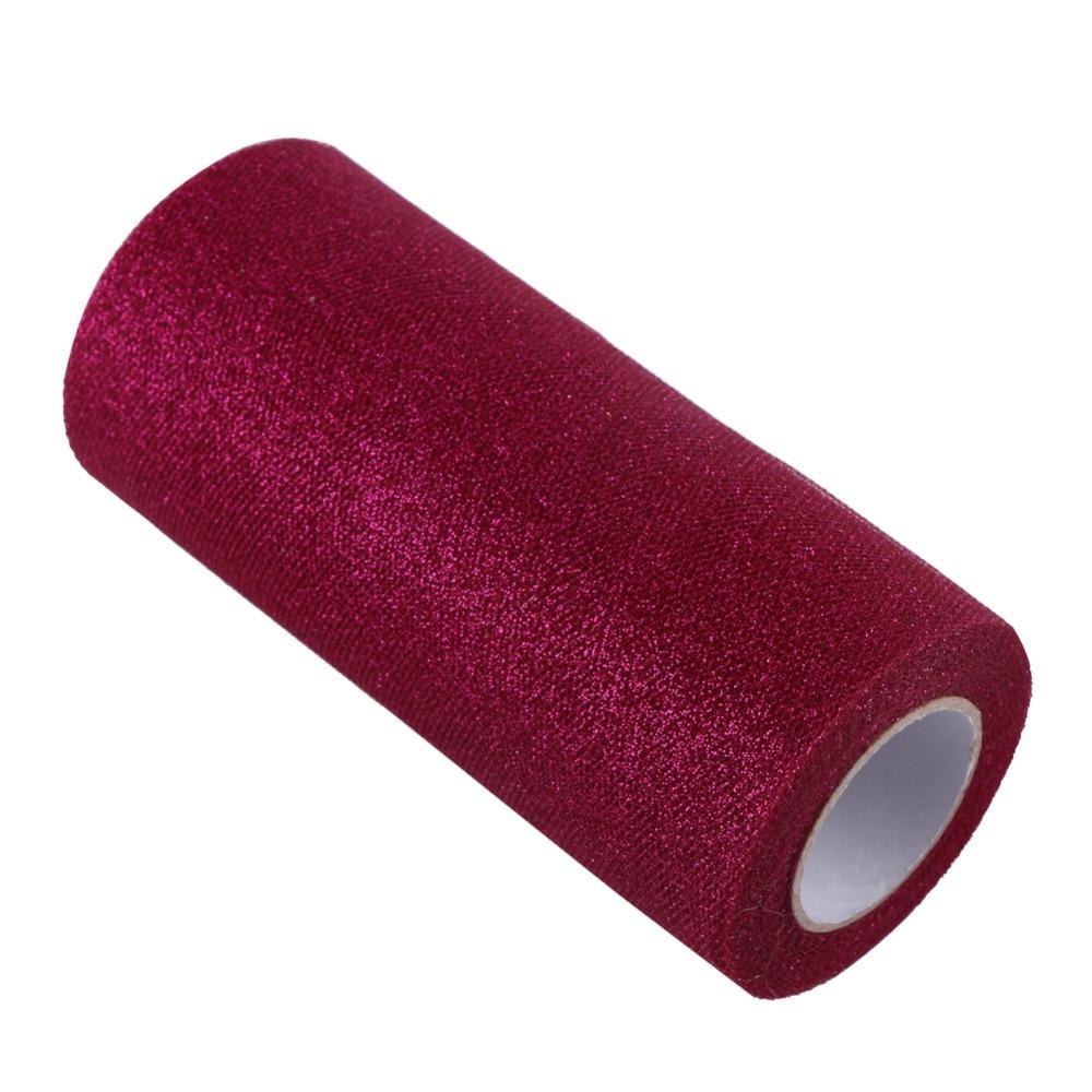 

1pcs 6 Inch Wide Glitter Tulle Roll 25 Yards Long Gold&Silver&Wine Red Sparkling Tulle Fabric Fabric Tulle Ribbon DIY Craft вина червоного кольору