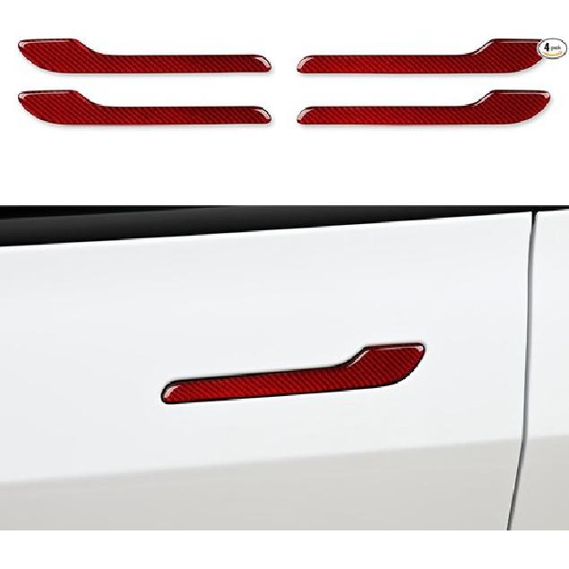 4PCS Compatible with Model 3 Model Y 2017-2024 Accessories Carbon Fiber Trim