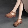 Fashion GKTINOO 2025 Summer New Hollow-out Breathable Weaving Sandals Retro Roman Style Genuine Leather Women's Shoes