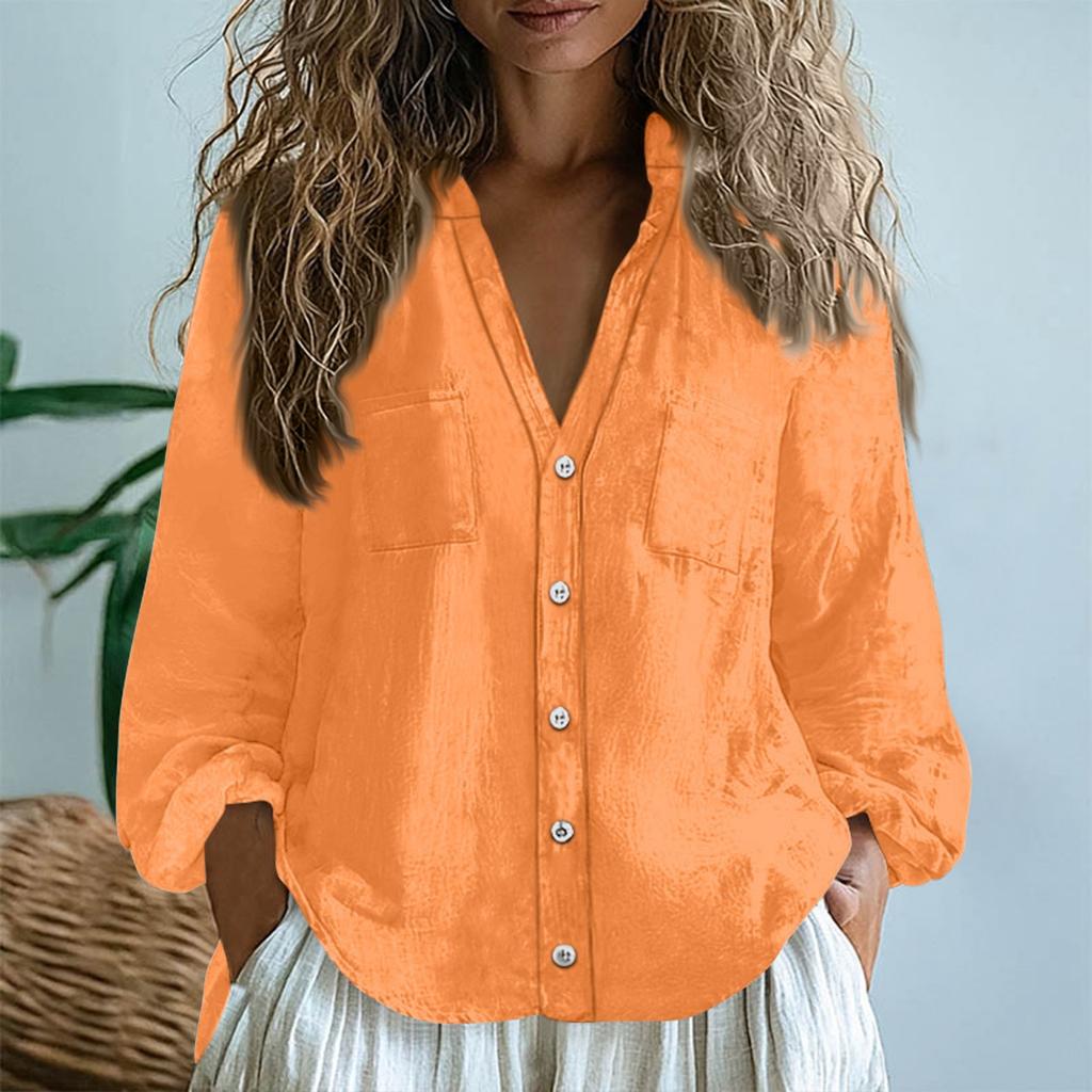 Topuri Dama Bumbac In Cămăși cu Mânecă Lungă Largi Gât în V Tricouri Boho Bluze Vintage