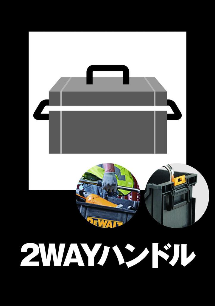Systém DEWALT Tough System Úložná schránka Typ tašky Skříňka na nářadí Úložná schránka Box na nářadí DS280 Snadné přenášení Stohovací úložný prostor s dlouhou rukojetí DWST1-75654