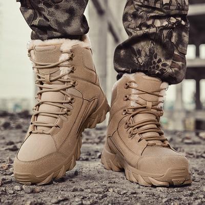 New Velvet Military Boots Men's Thickened Warm Outdoor Off-road Camping Adventure Hiking Overalls Hiking Shoes