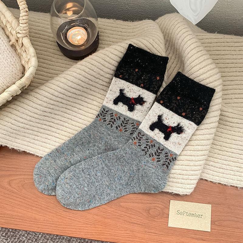 

JINGRX Fair Isle Puppy Wool Blend Socks