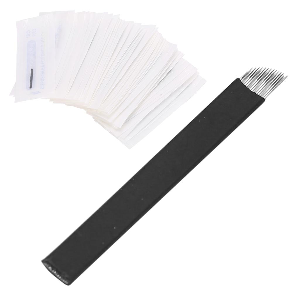 50 Stück 0,18 mm Microblading Nadeln Augenbrauen Tattoo Semi-Permanent Nadel Klinge(14 Pin )