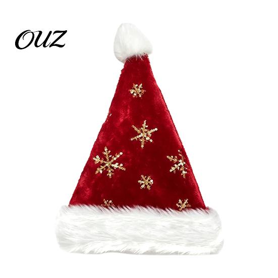 Decorative Sequin Christmas Hats Santa Hat with Red Sequin, Plush Velvet Party for Holiday Favors Adults, Festive Costume Accessory Xmas New Year Gift