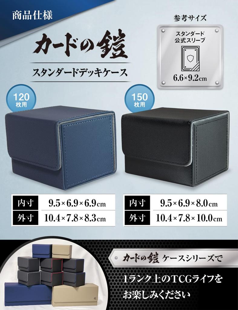 Card Armor Deck Case, 120 Cards [Easy Side-In Storage], Trading Card Case, Compatible with Pokemon, One Piece, and Duel Masters, Black, by Sunista