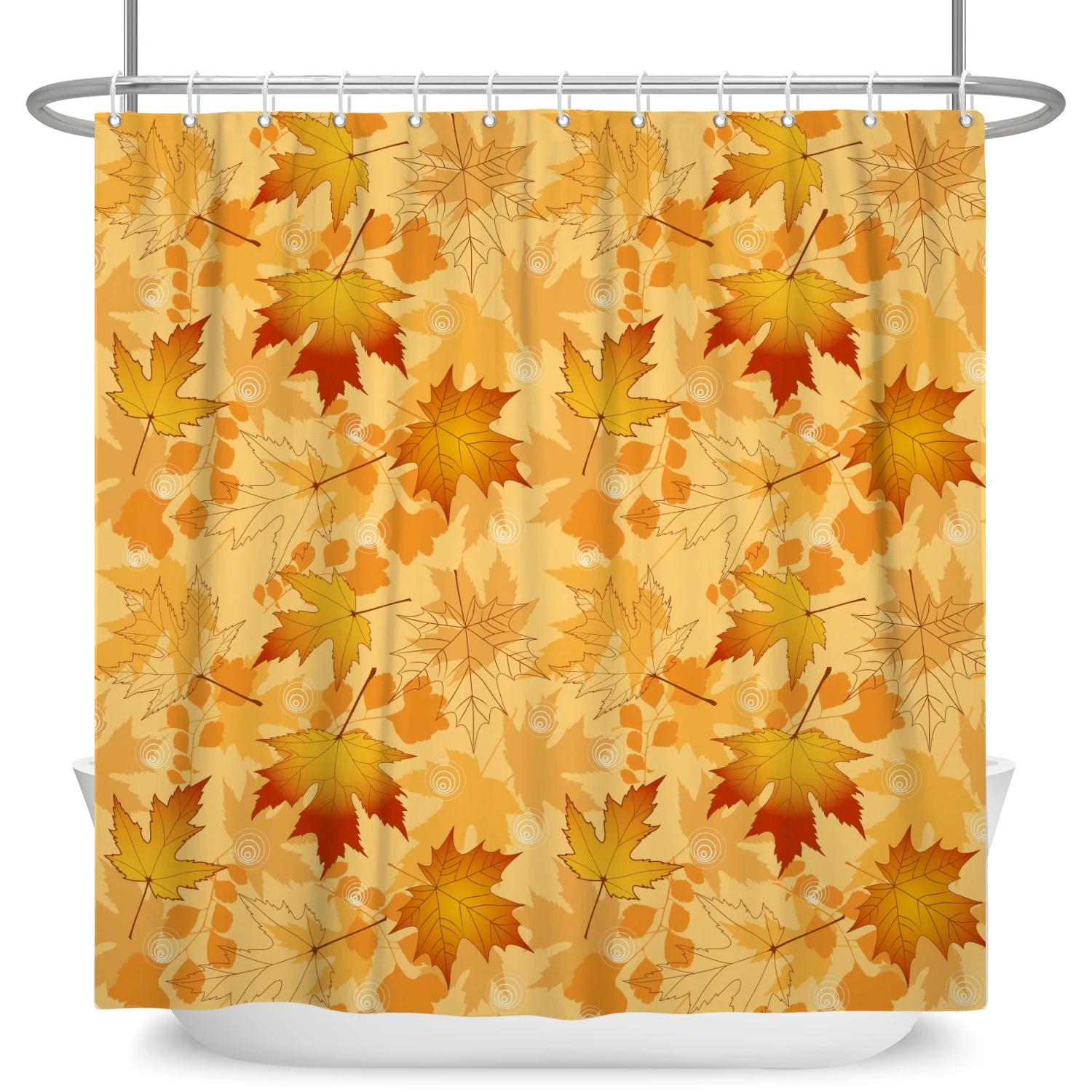 

Autumn Maple Forest Fallen Leaves Shower Curtain Bathroom Bathtub Decoration Waterproof Bath Curtain Home Decor With 12 Hooks W60H190(CM)-1 Pcs