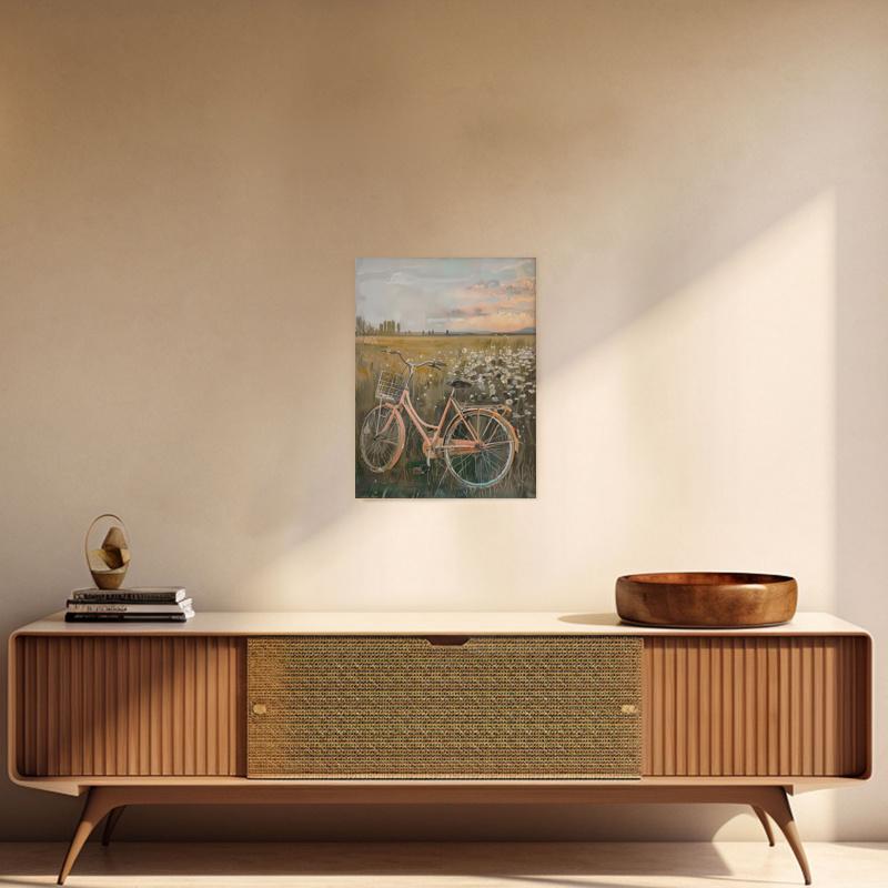 1-Piece Set - Vibrant Pink Bicycle Art Canvas Poster Ideal Gift for Bedroom, Living Room, Office Mural (with Frame)