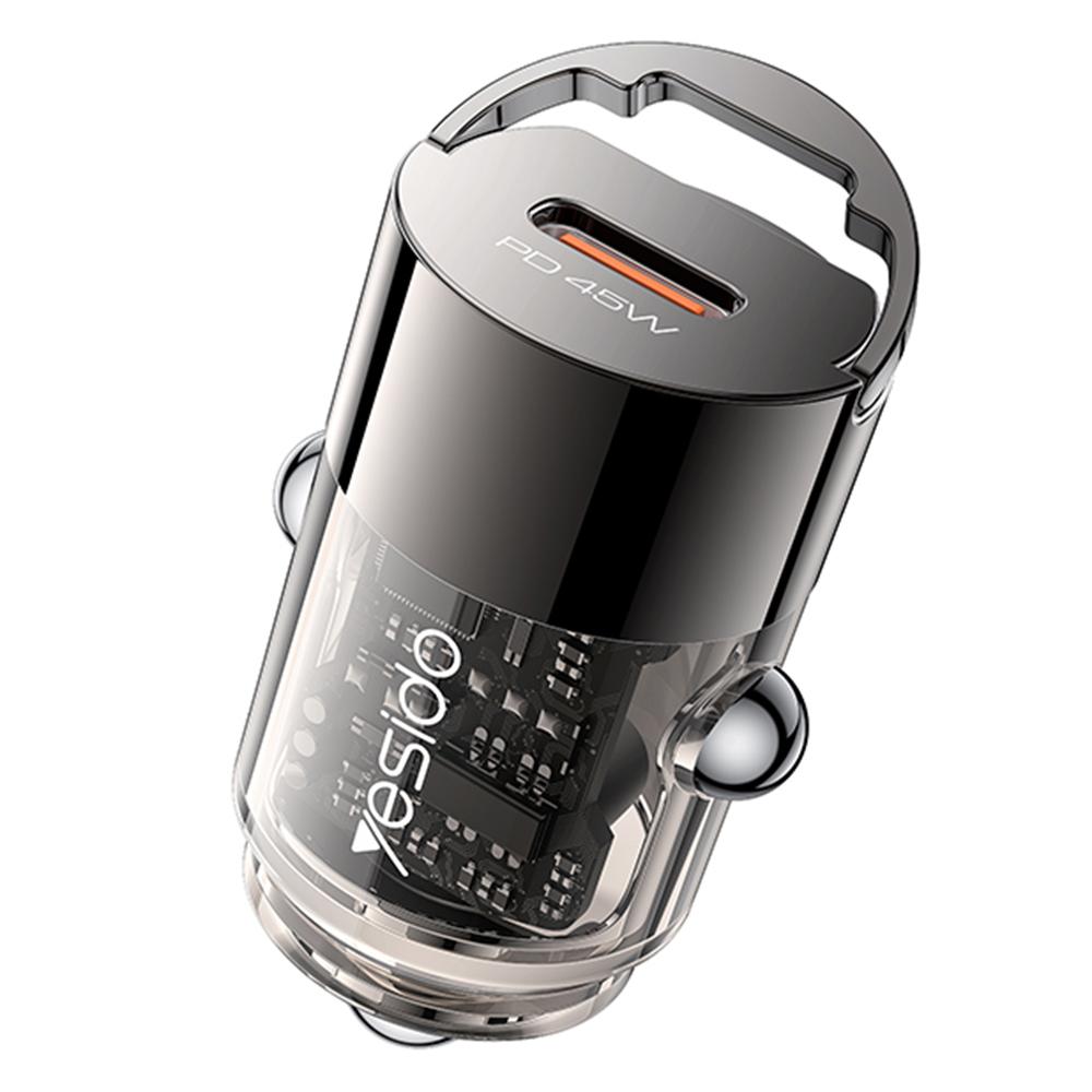

YESIDO Y67 PD 45W Type-C Mini Car Charger Fast Charging Adapter for Phones Laptops As Shown A