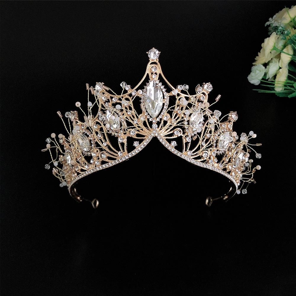 New Handmade Baroque Hair Accessories Crown Children's Atmospheric Crystal Headdress  Alloy Crown