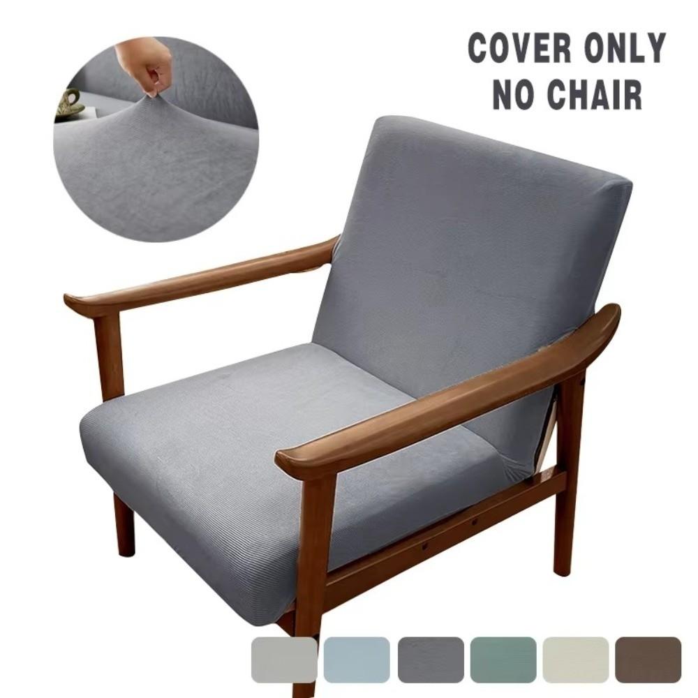 Jacquard Wooden Arm Chair Cover Zipper Seat Slipcover Single Sofa Cover  For Household Hotel