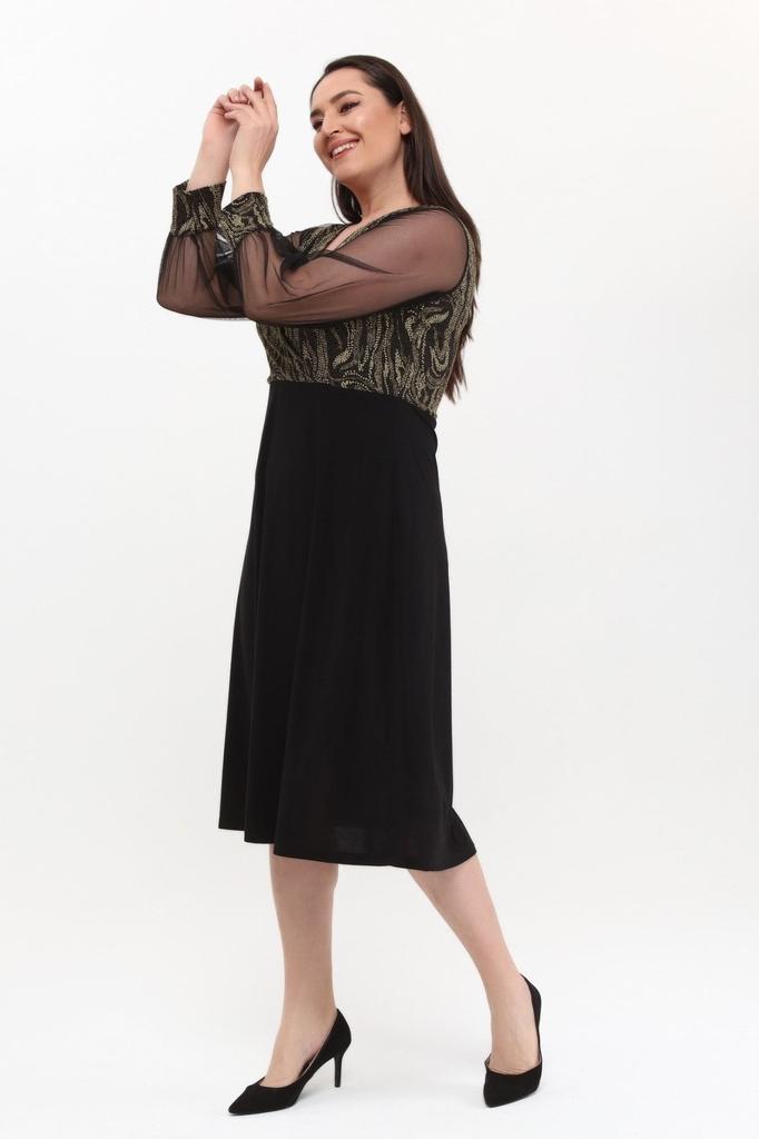 Damen Übergröße Kleid Mittlere Größe Zweireihiger Kragen Ärmel Tüllkleid