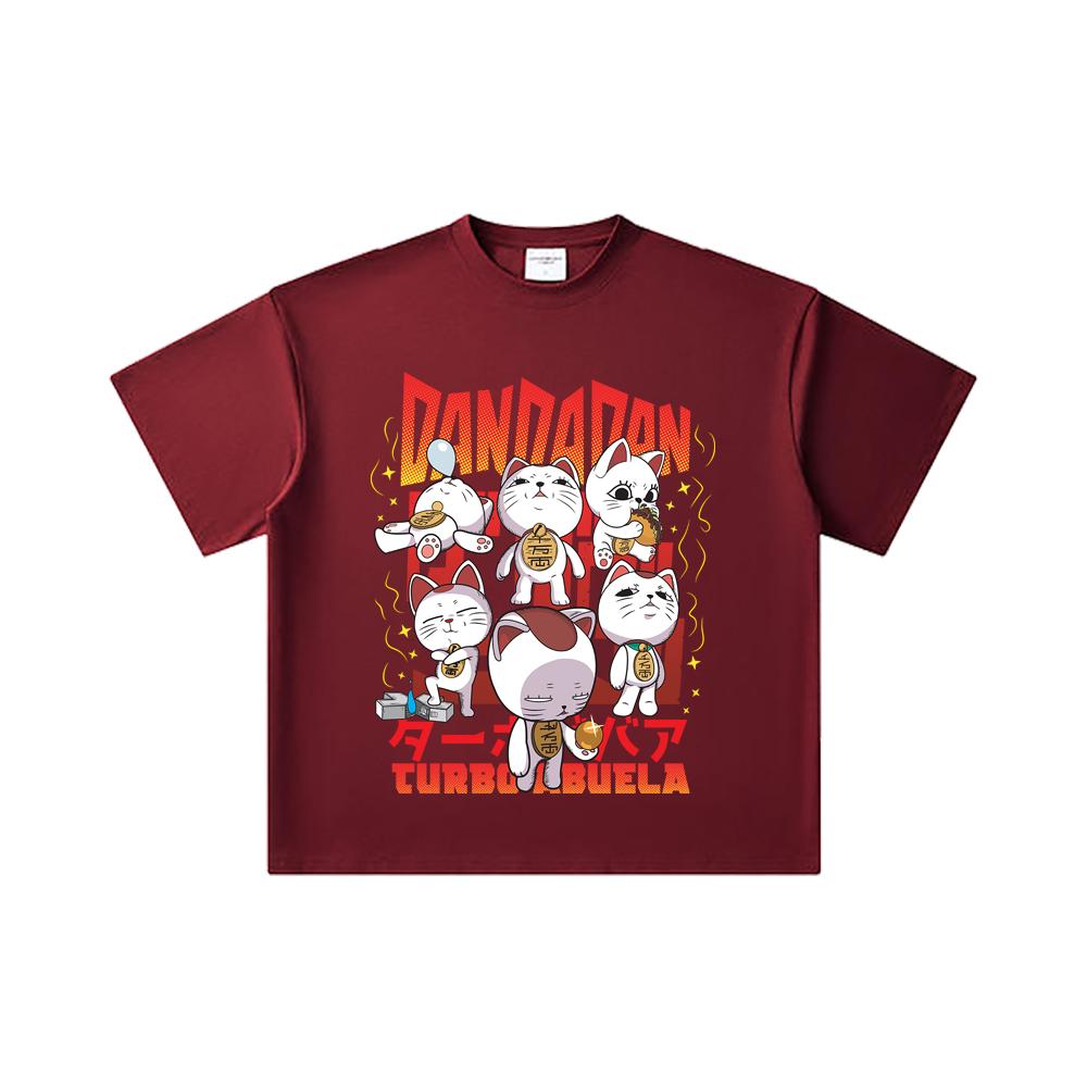 

260 GSM Double Yarn 32 Count 100% Cotton Dandadan V30 Turbo Granny Print Unisex Heavy Cotton T Shirt 2XL вина червоного кольору