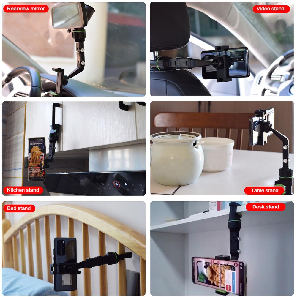 1PC Car Rearview Mirror Phone Holder Black