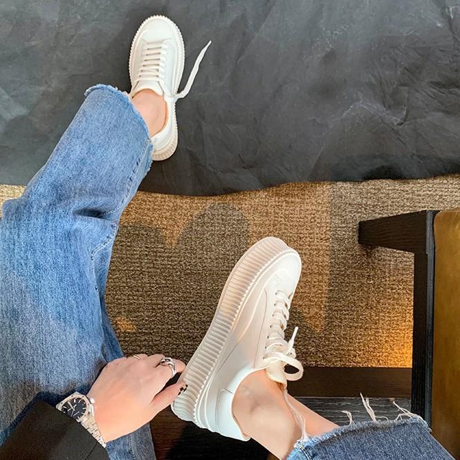 Whole cowhide~ versatile leather platform dad shoes women's tide increases casual little white shoes cake dry shoes muffin shoes board shoes