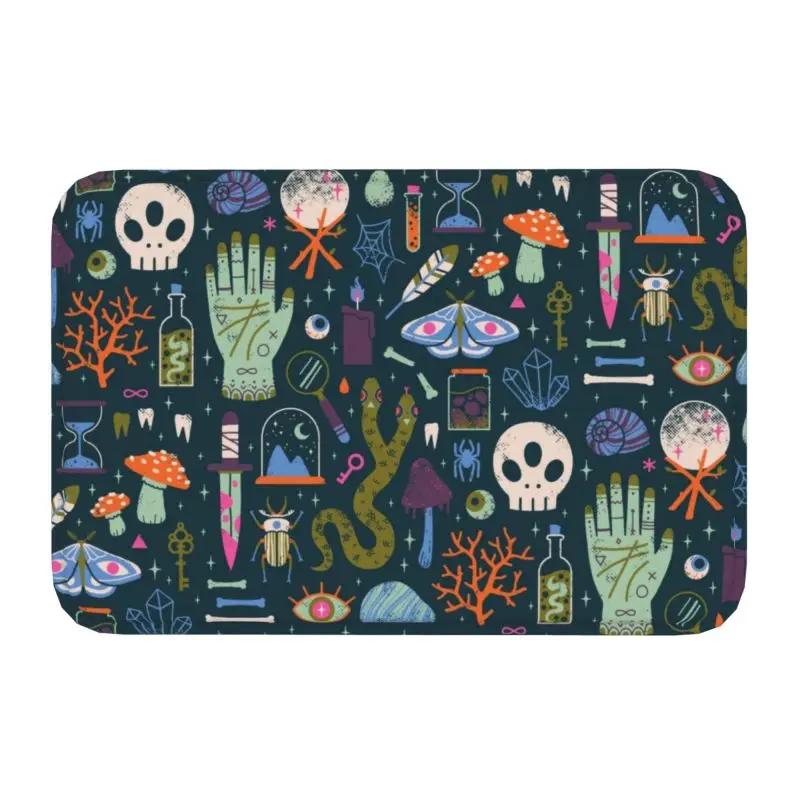 Crow Moon Door Mat Anti-Slip Kitchen Bathroom Halloween Spooky Witch Garage Floor Entrance Rug