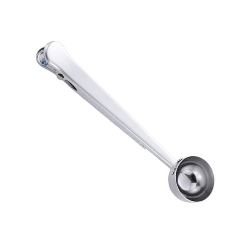 Stainless Steel Coffee Scoops Clip Tablespoon with Multifunctional Sealing Bag Clip for Ground Coffee and Beans
