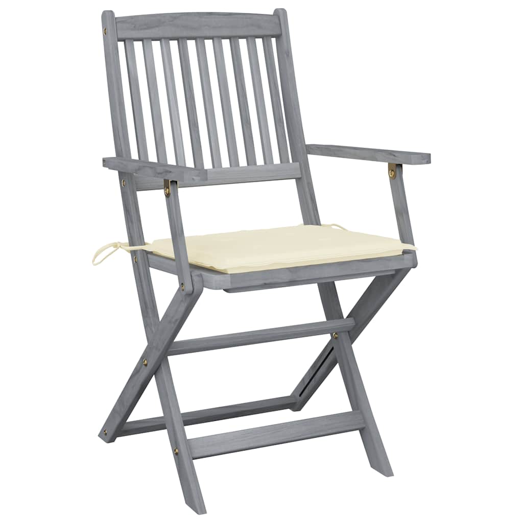 Foldable Garden Chairs 6 Pcs with Seat Cushions Solid Acacia Wood