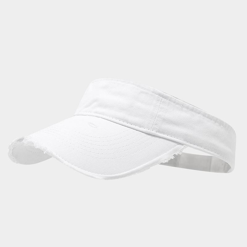 

Vintage Distressed Visor Cap Adjustable Empty Top Sun Hat for Men Women Retro Frayed Edge Outdoor UV Protection Adjustable&adult белый