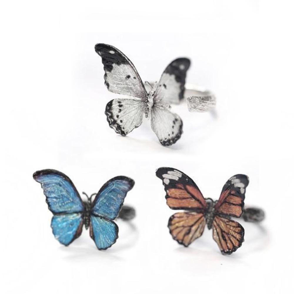 Vintage Dreamlike Butterfly Ring Shiny Opening Ring Stackable Realistic Butterfly Ring  Women Men